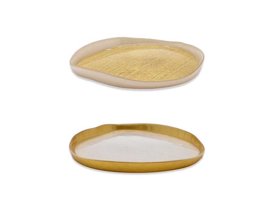 WD LIFESTYLE Set 2 piatti in vetro oro, Ø18 cm