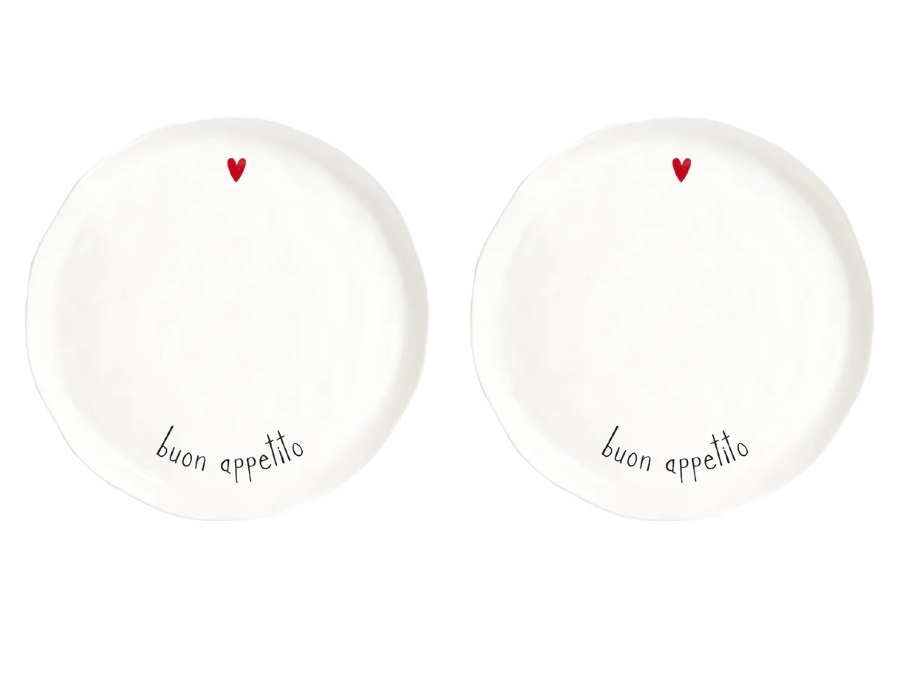 SIMPLE DAY LIVING & LIFESTYLE Set 2 Piatti piani Buon appetito, Ø 27 cm