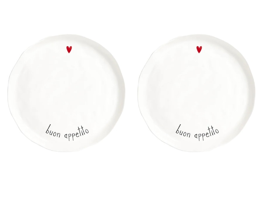 SIMPLE DAY LIVING & LIFESTYLE Set 2 Piatti piani Buon appetito, Ø 27 cm