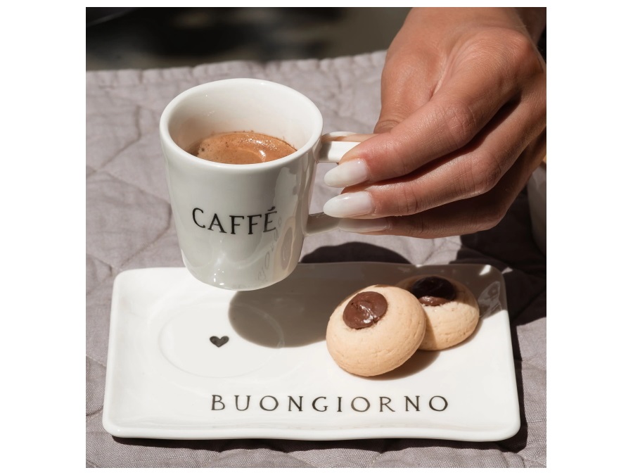 SIMPLE DAY LIVING & LIFESTYLE Set 2 Piattini per Tazze Espresso Buongiorno