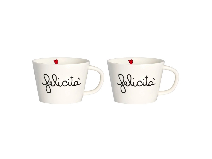 SIMPLE DAY LIVING & LIFESTYLE Set 2 Tazze Colazione Felicità, 580 ml