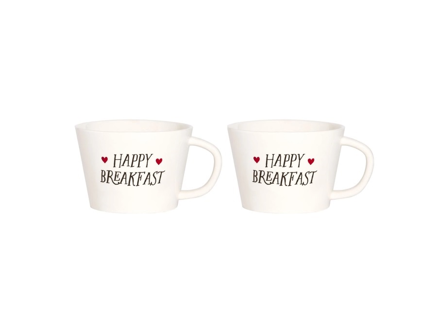 Simple day living & lifestyle set 2 tazze colazione happy breakfast, 580 ml