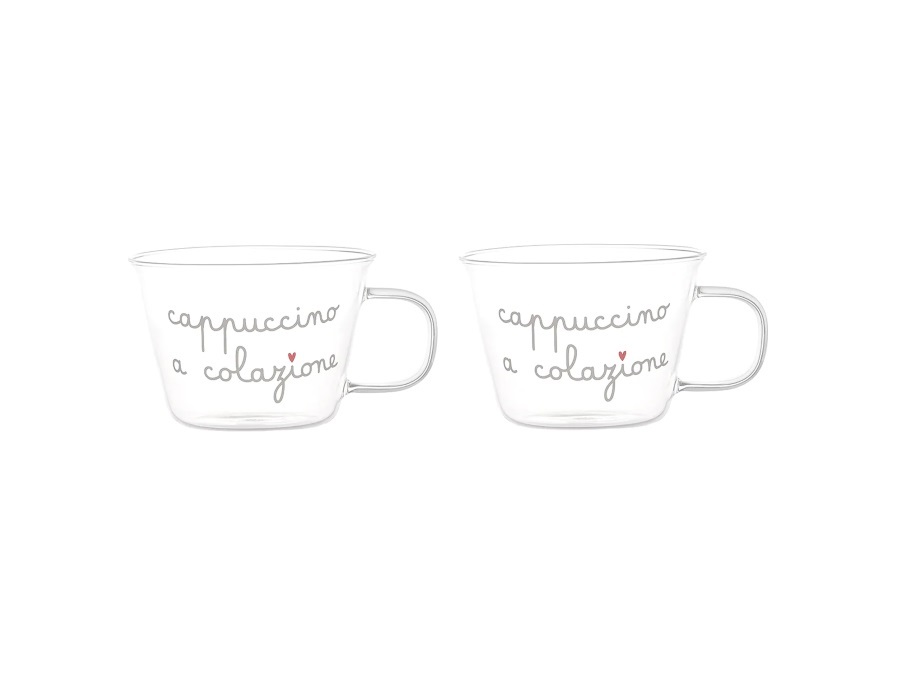 SIMPLE DAY LIVING & LIFESTYLE Set 2 tazze tè o cappuccino Cappuccino a colazione Ø 9,8 cm