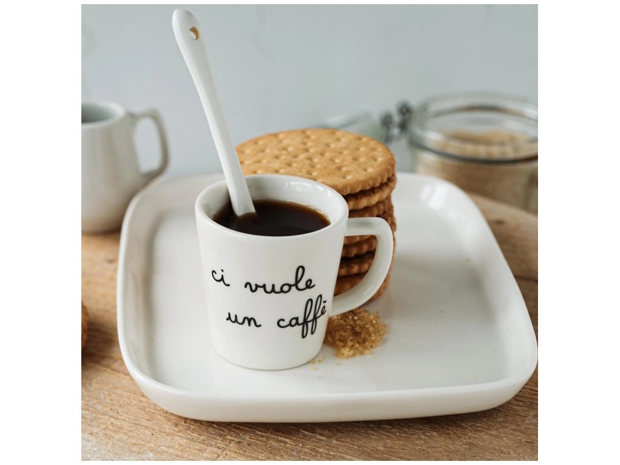 SIMPLE DAY LIVING & LIFESTYLE Set 2 tazzine in gres ci vuole un caffè