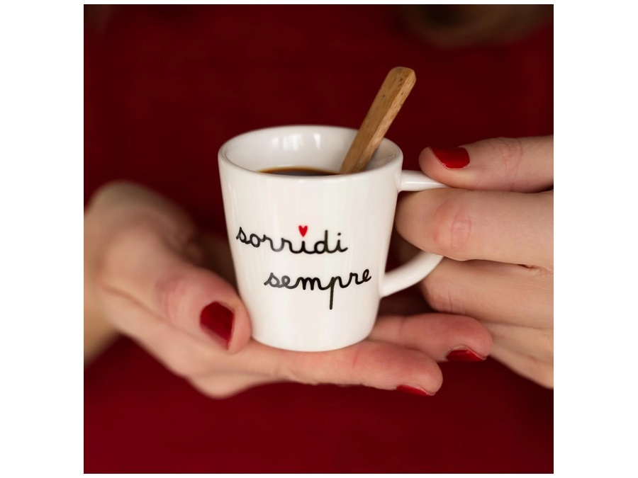 SIMPLE DAY LIVING & LIFESTYLE Set 2 tazzine in gres sorridi sempre