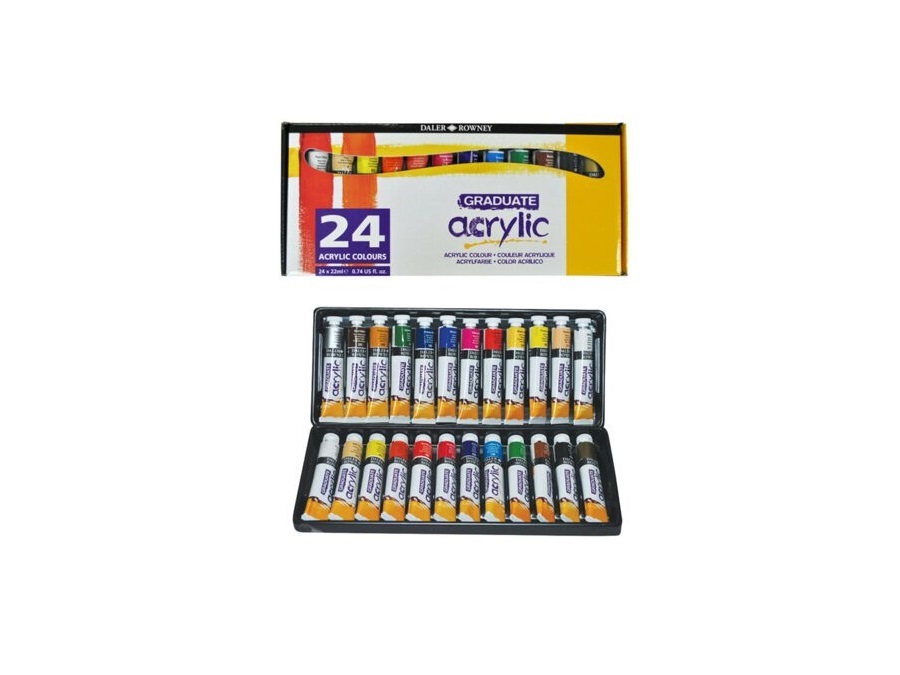 DALER ROWNEY SET 24 COLORI ACRILICI DALER ROWNEY GRADUATE 22ML