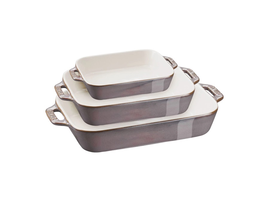 STAUB Set 3 pirofile rettangolari, grigio antico