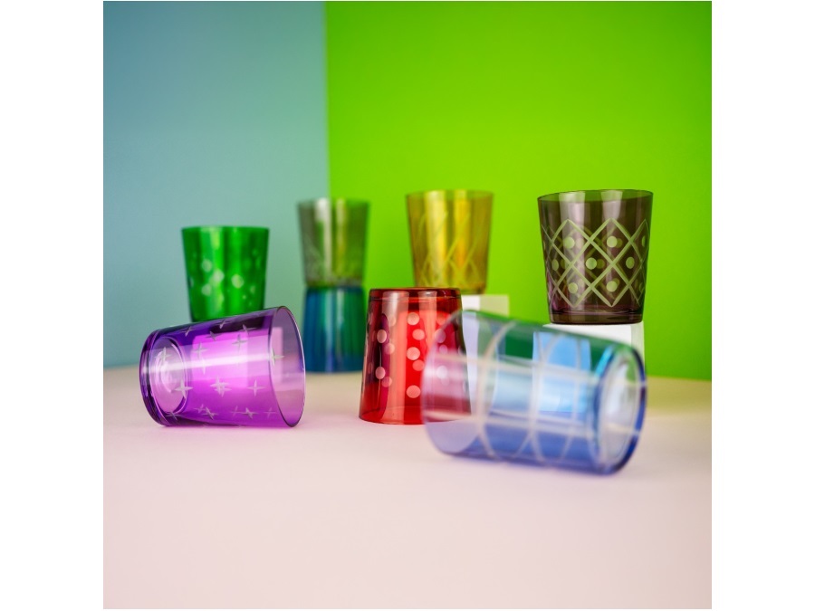 WD LIFESTYLE Set 4 bicchieri in vetro con molature, 300 ml