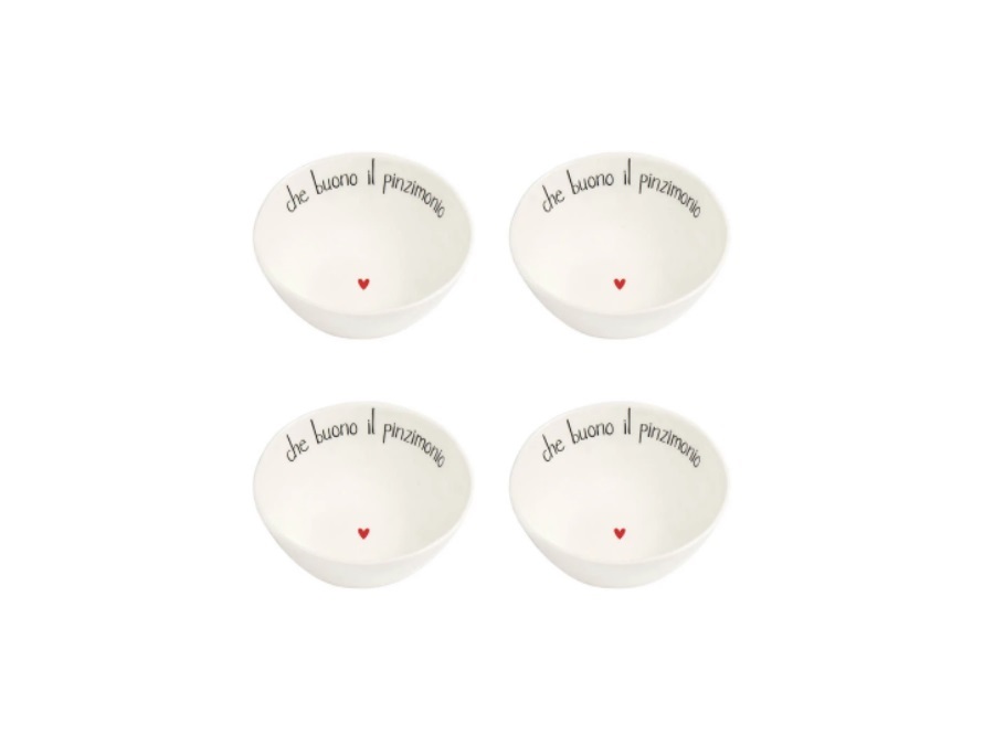SIMPLE DAY LIVING & LIFESTYLE Set 4 Coppette in gres Che buono il pinzimonio Ø10 cm