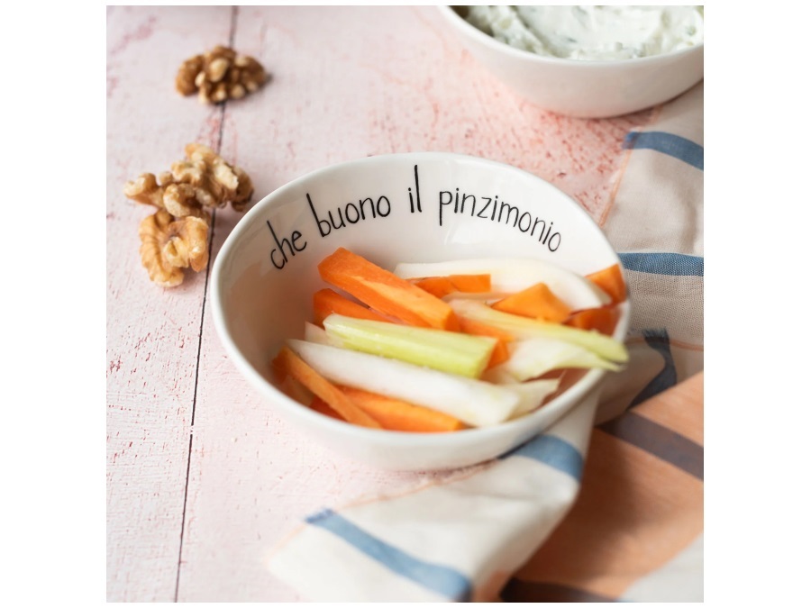 SIMPLE DAY LIVING & LIFESTYLE Set 4 Coppette in gres Che buono il pinzimonio Ø10 cm
