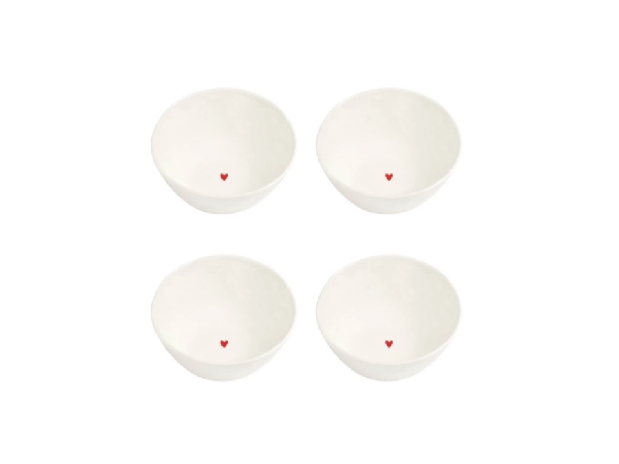 SIMPLE DAY LIVING & LIFESTYLE Set 4 Coppette in gres Cuore rosso Ø10 cm