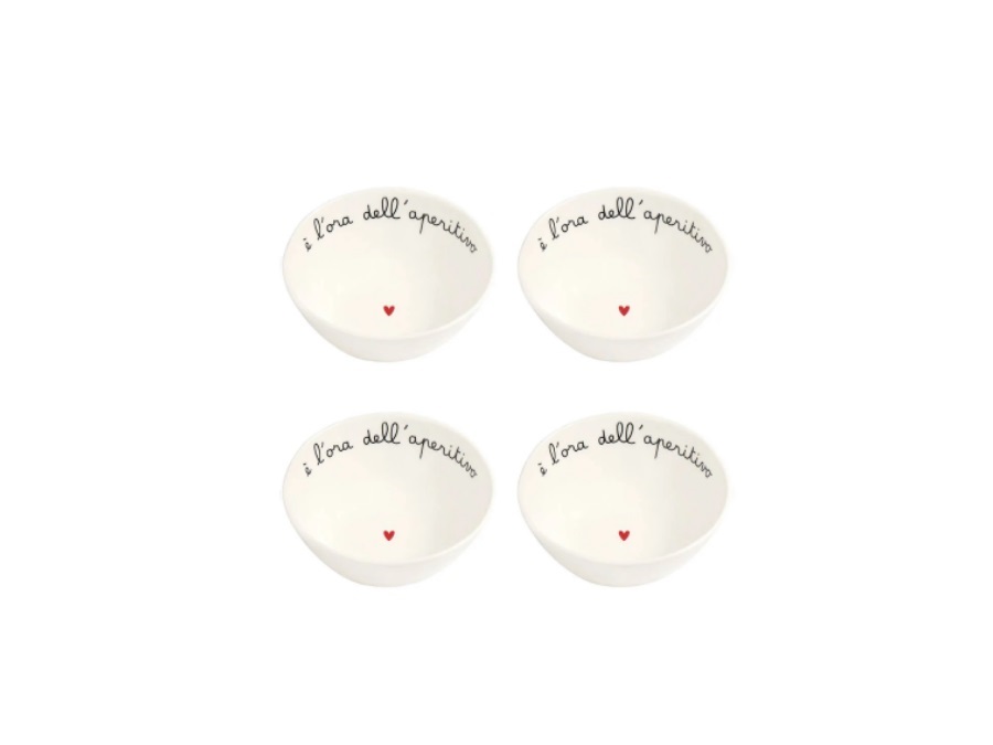 SIMPLE DAY LIVING & LIFESTYLE Set 4 Coppette in gres E' l'ora dell'aperitivo Ø10 cm