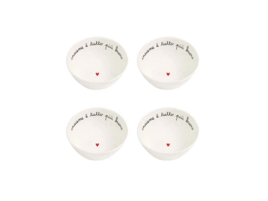 SIMPLE DAY LIVING & LIFESTYLE Set 4 Coppette in gres Insieme è tutto più buono Ø10 cm