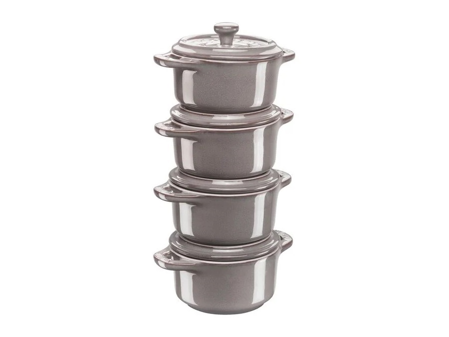 STAUB Set 4 mini cocotte, grigio antico