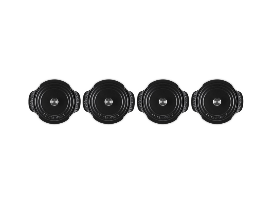 LE CREUSET Set 4 Mini Tegami Bassi Gourmand in ghisa vetrificata con coperchio