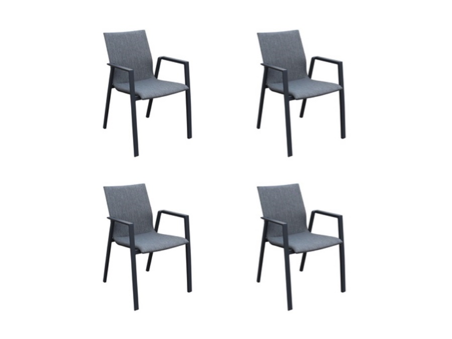 MAGAZZINI COSMA S.P.A. Set 4 poltrone Djerba impilabile antracite