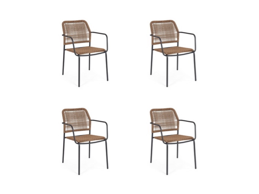 BIZZOTTO Set 4 sedie Jable con braccioli impilabili antracite