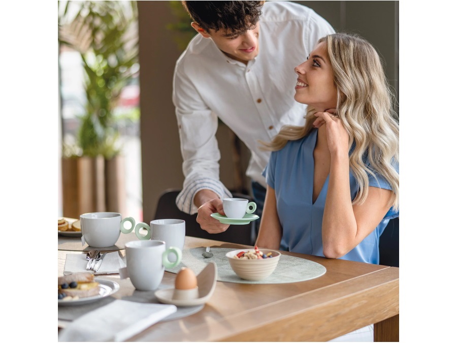 FRATELLI GUZZINI S.P.A. SET 4 TAZZINE CAFFÈ CON PIATTINI "EVERYDAY", Malva