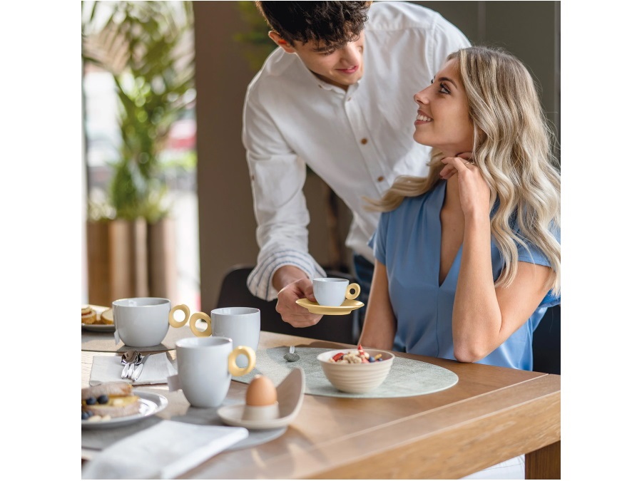 FRATELLI GUZZINI S.P.A. SET 4 TAZZINE CAFFÈ CON PIATTINI "EVERYDAY", Senape