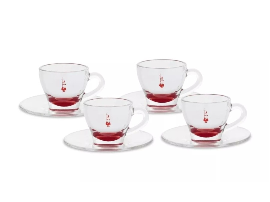 BIALETTI INDUSTRIE Set 4 tazzine in vetro rosse