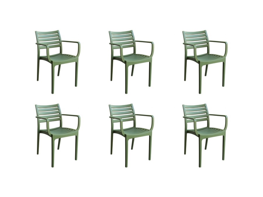 MAGAZZINI COSMA S.P.A. SET 6 POLTRONE EVELINE IMPILABILI VERDE SCURO