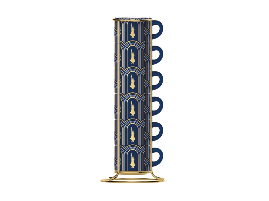 BIALETTI INDUSTRIE Set 6 tazzine da caffè impilabili decò blu