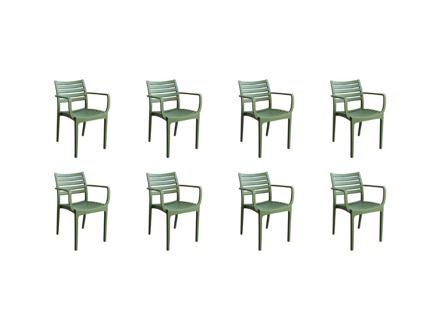 MAGAZZINI COSMA S.P.A. SET 8 POLTRONE EVELINE IMPILABILI VERDE SCURO