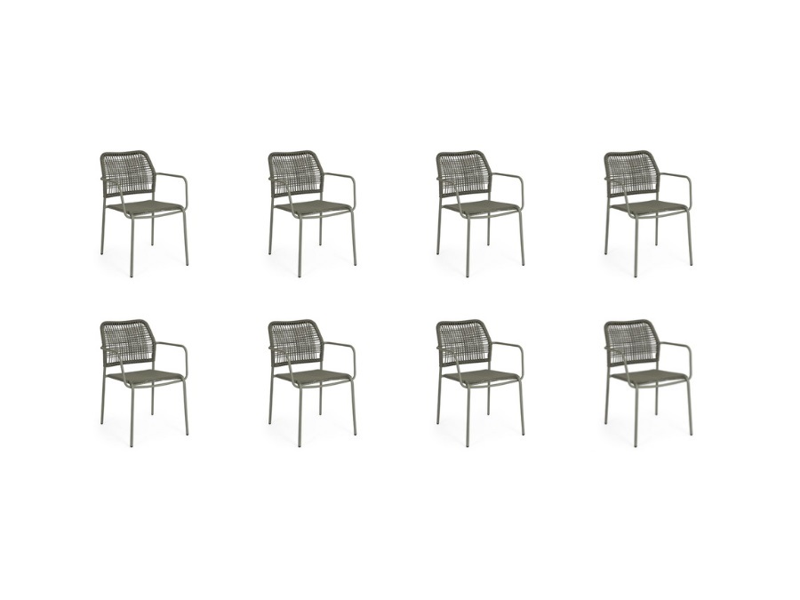 BIZZOTTO Set 8 sedie Jable con braccioli impilabili verde