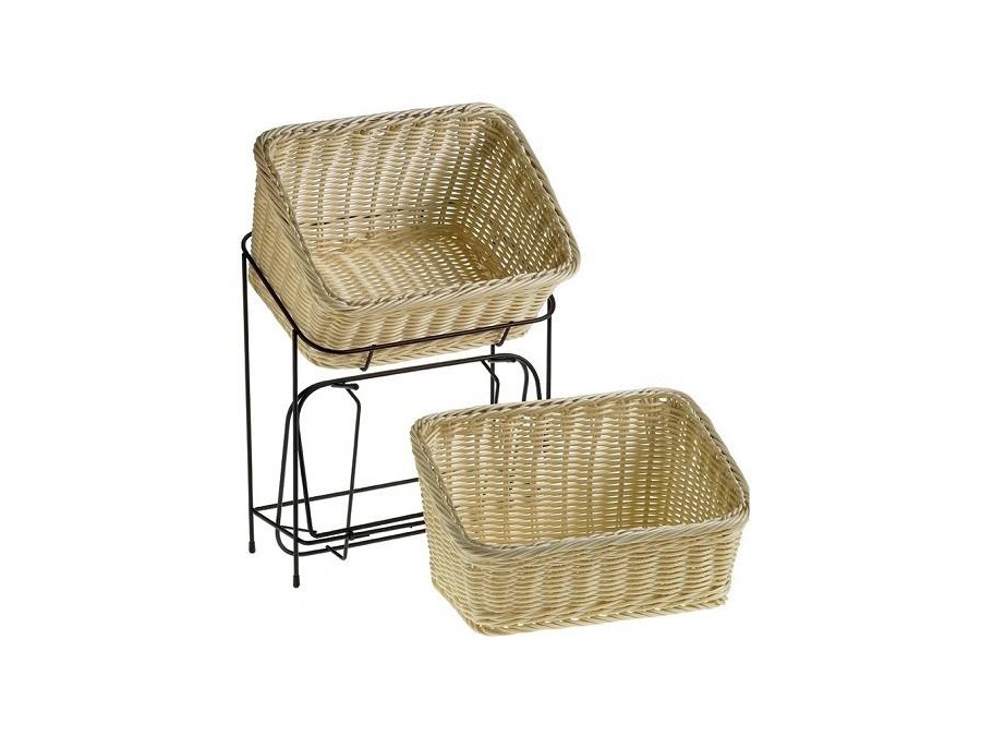 LEONE Set con supporto e due cestini rettangolari inclinati, 34x24x11/18 cm