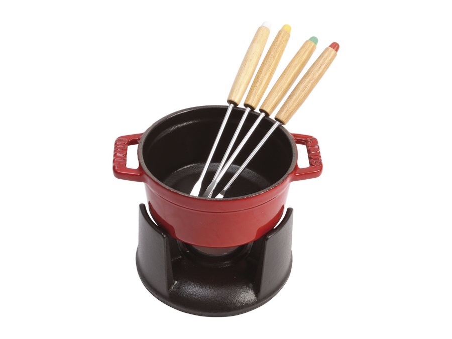 STAUB Set fonduta rosso ciliegia, Ø 10 cm