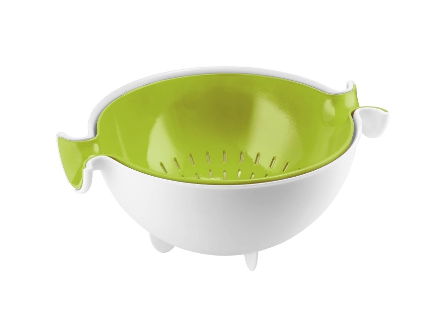 FRATELLI GUZZINI S.P.A. Set Kitchen scolatutto con contenitore Spin&Drain, verde