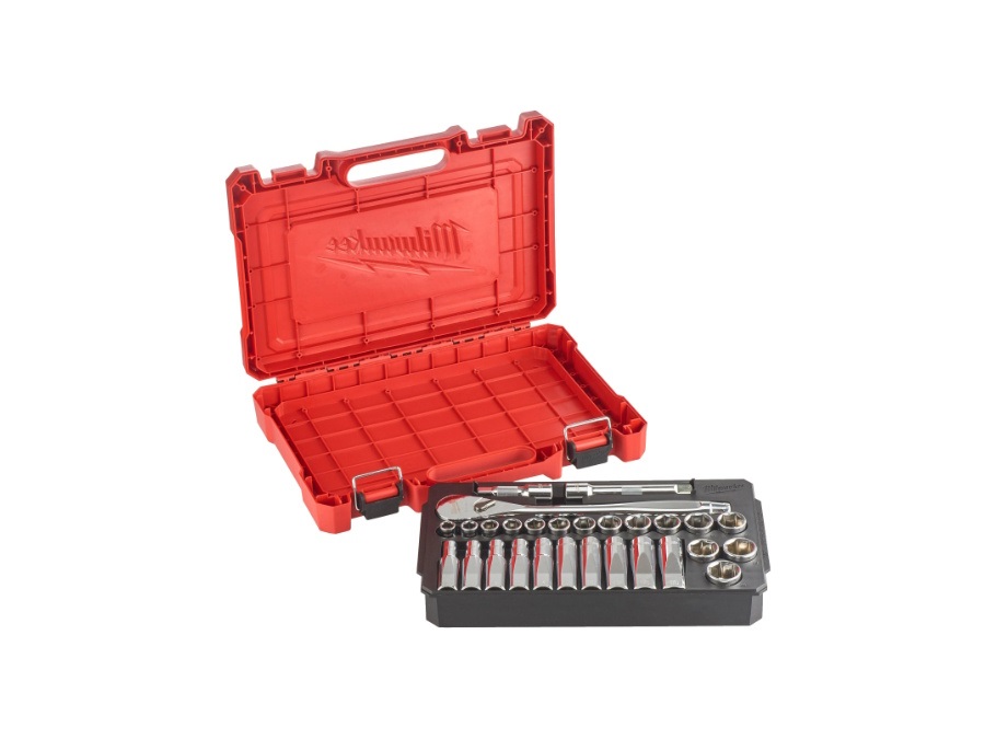 MILWAUKEE Set metrico di cricchetto e bussole da 1/2" - 28 pezzi