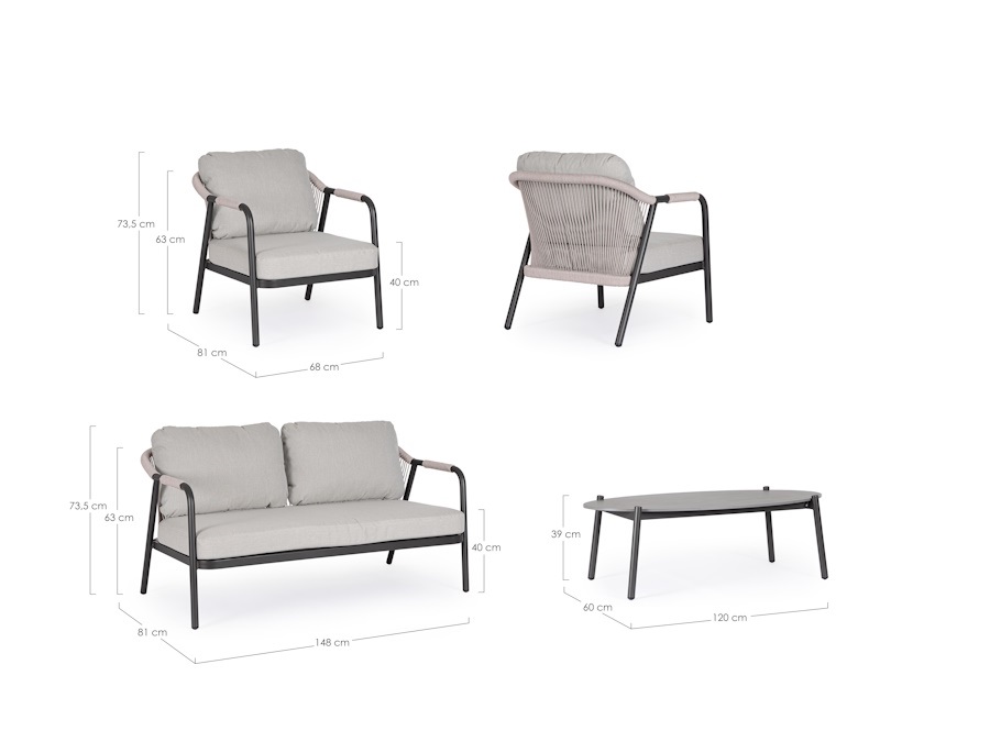 BIZZOTTO SET SALOTTO C-C MIRAVET ANTRACITE/KHAKI