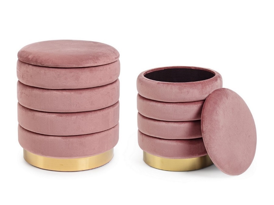 BIZZOTTO SET2 POUF CONTENITORE IN LEGNO ROSA ANTICO - DARINA