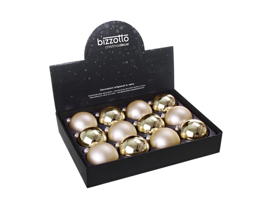 BIZZOTTO Sfera in vetro champagne, Ø 8 cm, colori assortiti