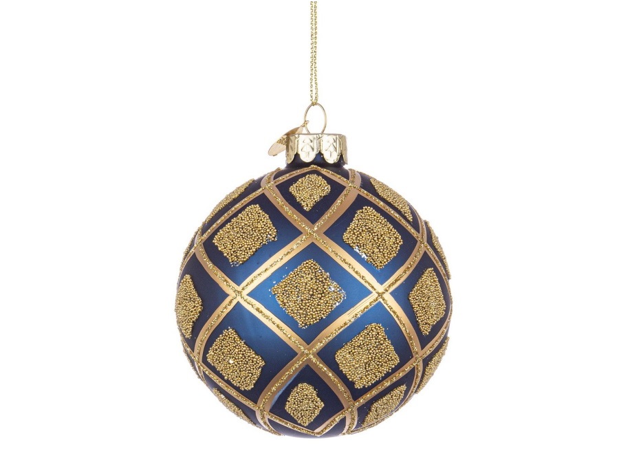 BIZZOTTO Sfera in vetro glint blu notte-oro, Ø 8 cm