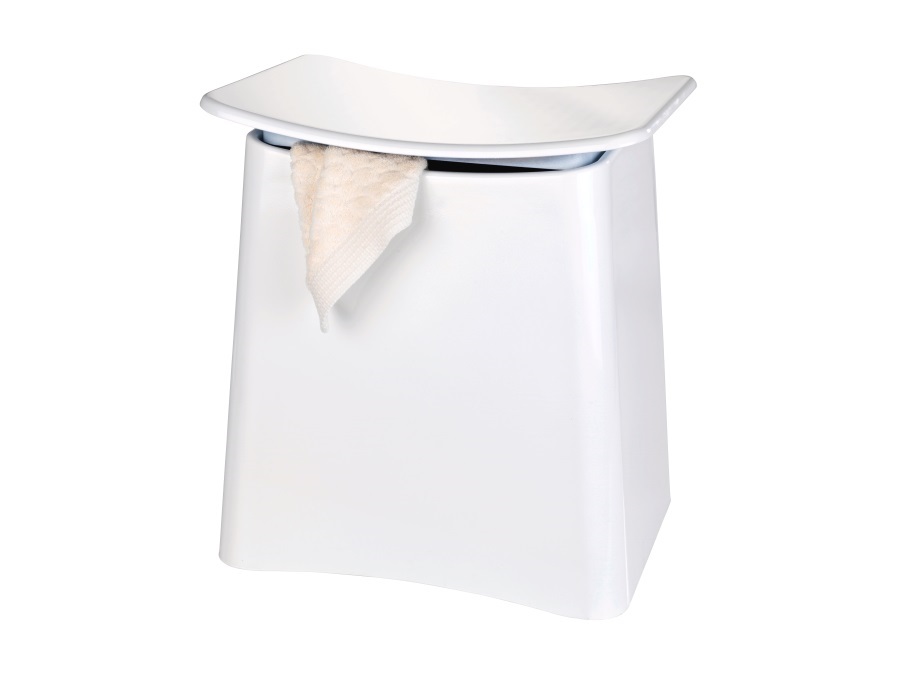 WENKO Sgabello da bagno Wing Stool con sacco portabiancheria estraibile