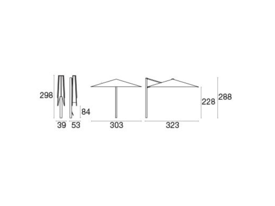 EMU Shade Pro, ombrellone 3x3 bianco/bianco