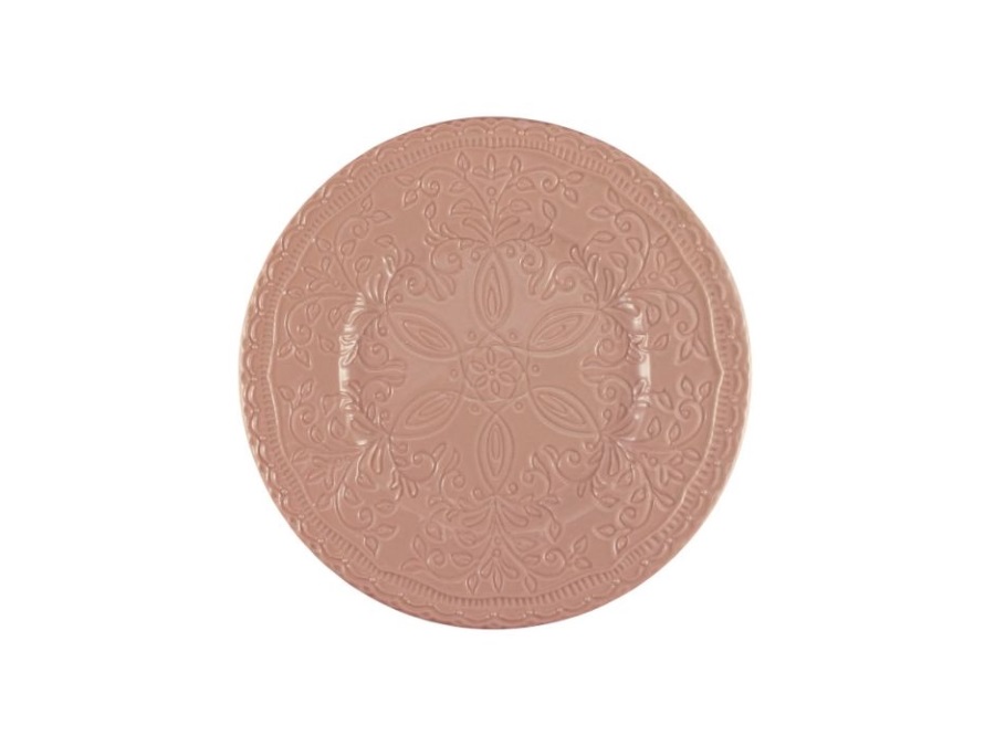 LE COQ SKALISTOS Piatto frutta rosa con decoro in rilievo Ø cm 22,5 h cm 2,5