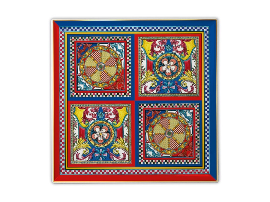 BACI MILANO Sole mio - Vassoio gourmet quadrato in porcellana - 30,5 x 30,5 cm