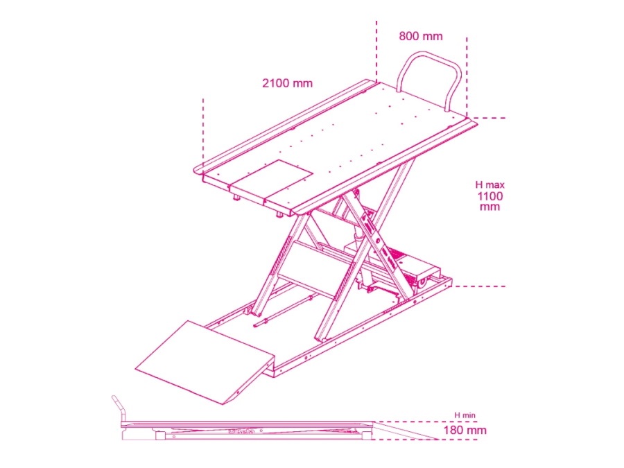 BETA UTENSILI Sollevatore moto elettroidraulico da 600 kg - MISURA L (975 mm) - L (2100 mm) - H min (185 mm) - H max (1110 mm)