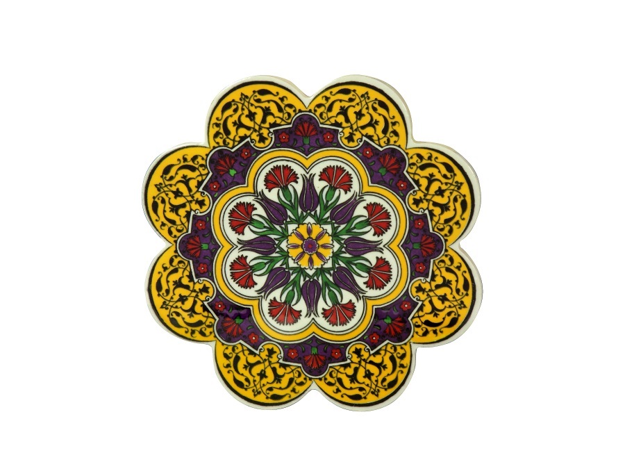 NOVITA' HOME Sottopentola smerlato decoro a mano in ceramica