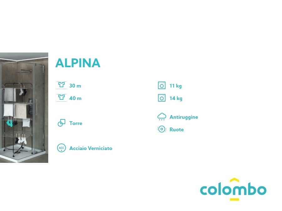 COLOMBO NEW SCAL S.P.A. Stendibiancheria a torre Alpina con porta-grucce