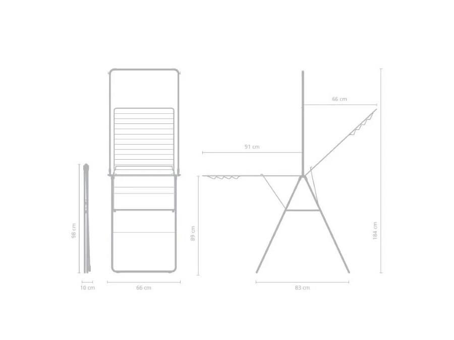 BRABANTIA Stendibiancheria HangOn nero opaco, con barra verticale, 25 m