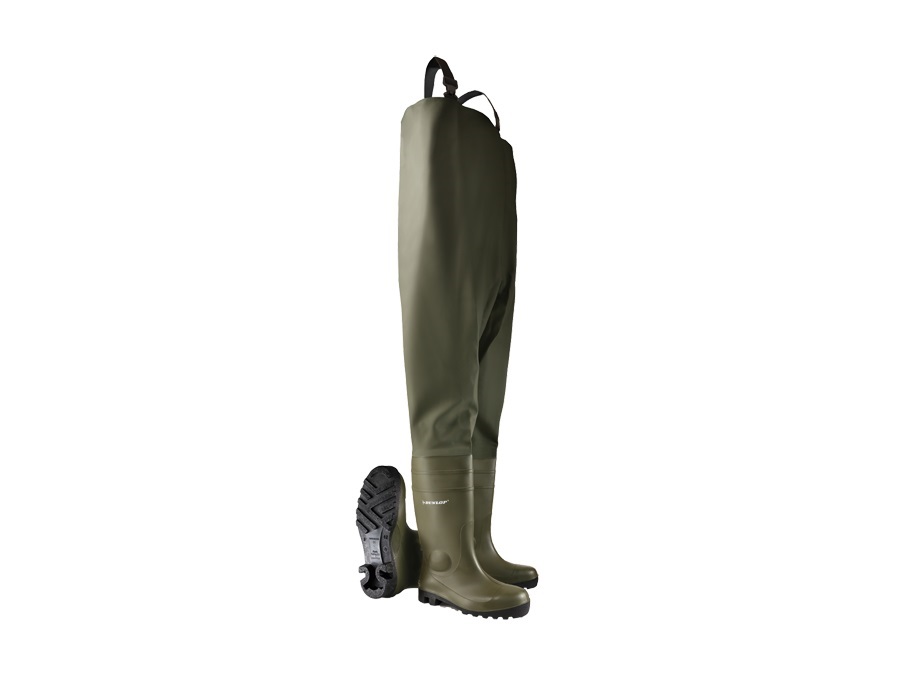 DUNLOP Stivale Protomastor Chest Wader Full Safety, Verde scuro/nero