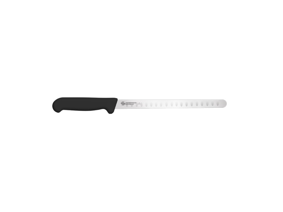 AMBROGIO SANELLI Supra - Coltello Salmone, Lama Alveolata nero, 28 cm