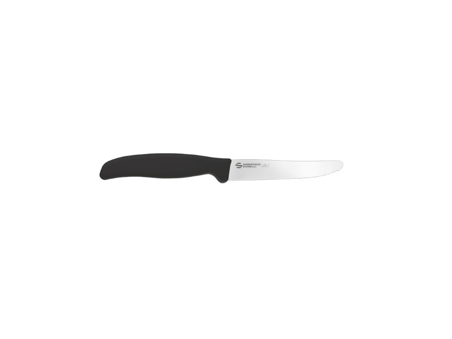 AMBROGIO SANELLI Supra - Coltello Tavola dentato nero, 11 cm