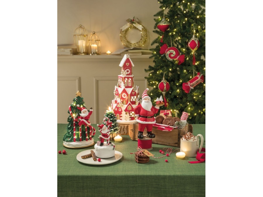 L'OCA NERA Sweet Santa!, Albero con Babbo Natale, musica e led 18x16x29h cm