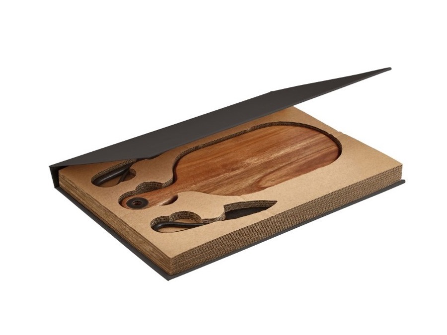 BRANDANI GIFT GROUP S.A.S. TAGLIERE FORMAGGI INDUSTRIAL ACACIA CON COLTELLO E FORCHETTA INOX