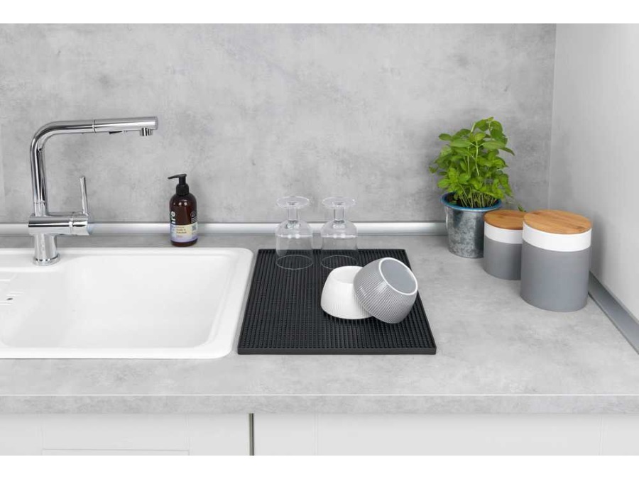 WENKO Tappeto scolastoviglie nero 40x30 cm